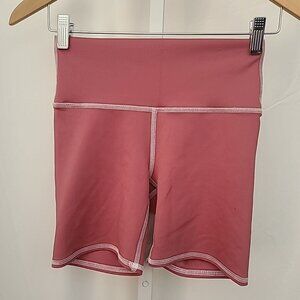 Daily Drills Lover Stitch Athletic Biker Shorts Size S Pink with Creme Stitching